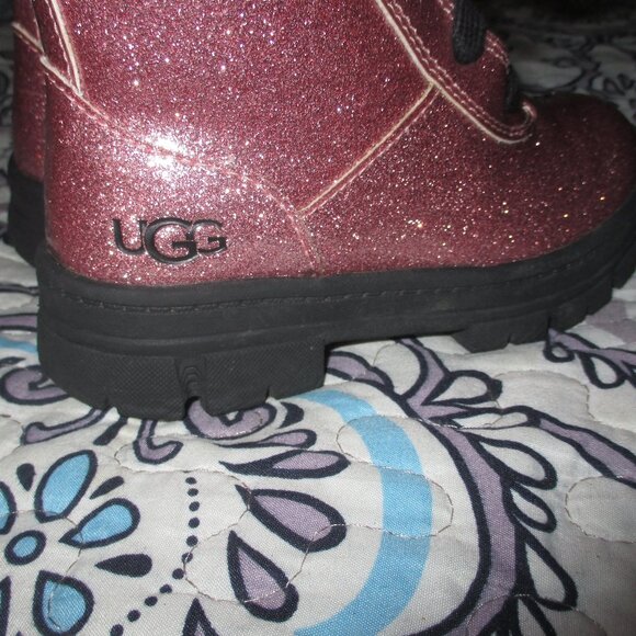 UGG Glittery Pink Kids Combat Boots size 10 toddler - Picture 2 of 8